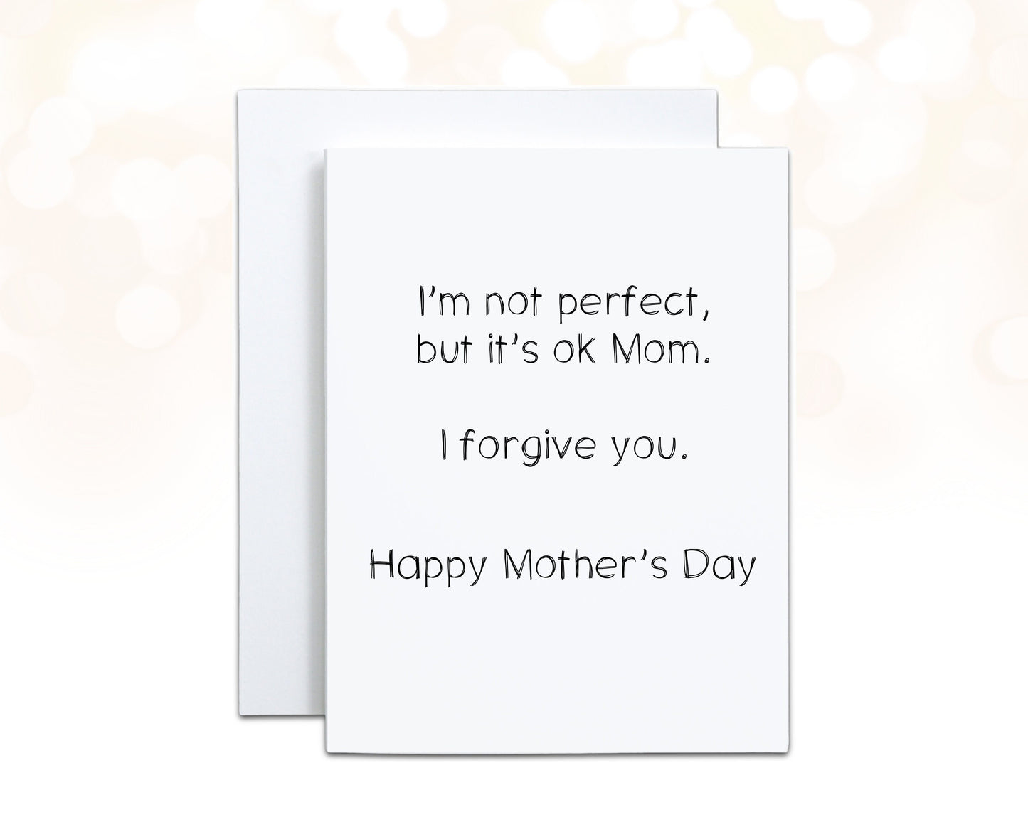 Funny Mother's Day Card, I'm not Perfect Unique Mother's Day Card, Minimalist Mom, Forgiveness, Happy Mother's Day to the Best Mom, A2 Card