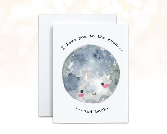 I Love you to the Moon and Back Card, Stay Wild Moon Child, Moon Valentine Card for Kids, Cute Watercolor Space Card, Personalized Card