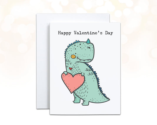 Dinosaur Valentine Card for Kids, Cute Valentine Card for Dino Lovers, Personalized Card Sent Straight to Recipient