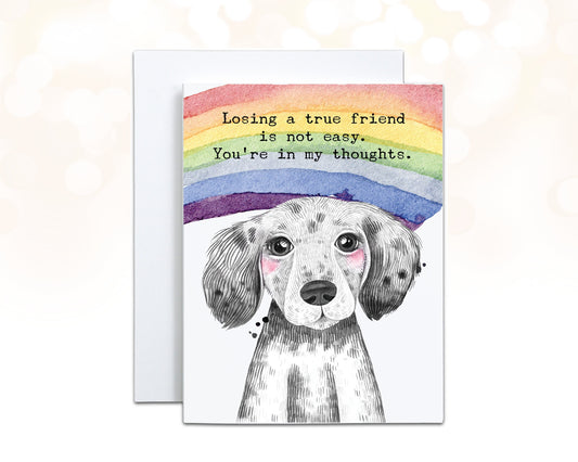 Rainbow Bridge Dog Pet Loss Card, In Memory of Dog Card, Pet Bereavement Sympathy Card, Dog Sympathy Card, True Friend Forever in our Hearts