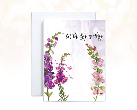 Bellflower Sympathy Card Set, Bereavement Card, Purple Floral Condolence Card, With Sympathy, Funeral Grieving Card, Sorry for your Loss