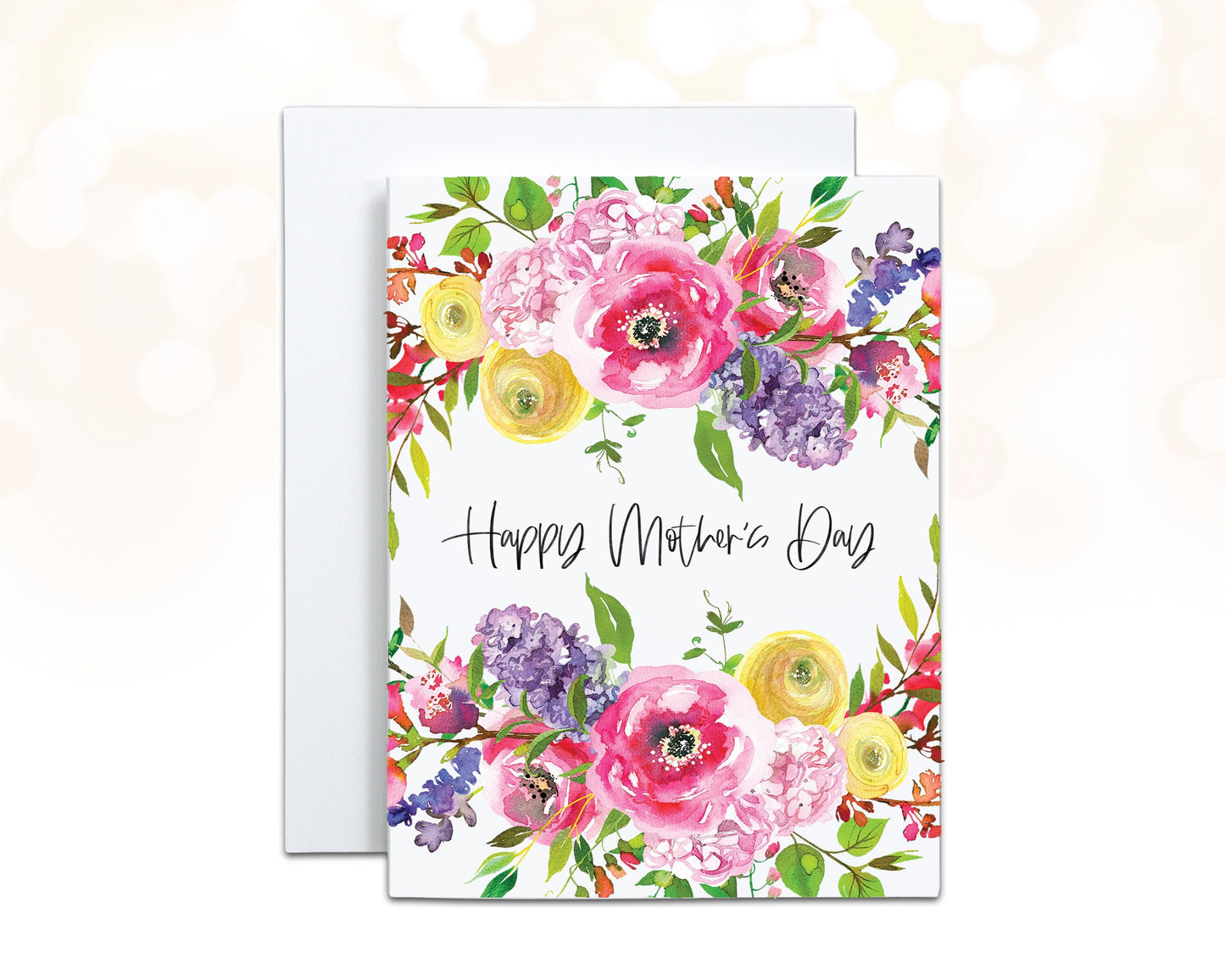Spring Bouquet Happy Mother’s Day Card, Botanical Flower Garden Card for Mom, Floral Watercolor Illustrated Art A2 Card
