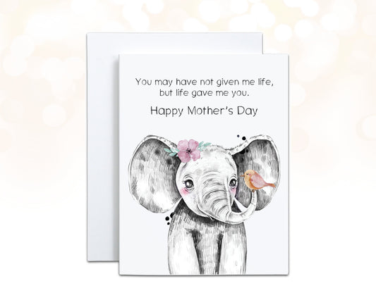 Second Mom Card, Bonus Mom Mothers Day Card, Elephant Gift to my Mom, Stepmom, Mother in Law Gift, Adoption Mom, Unbiological Mom Card