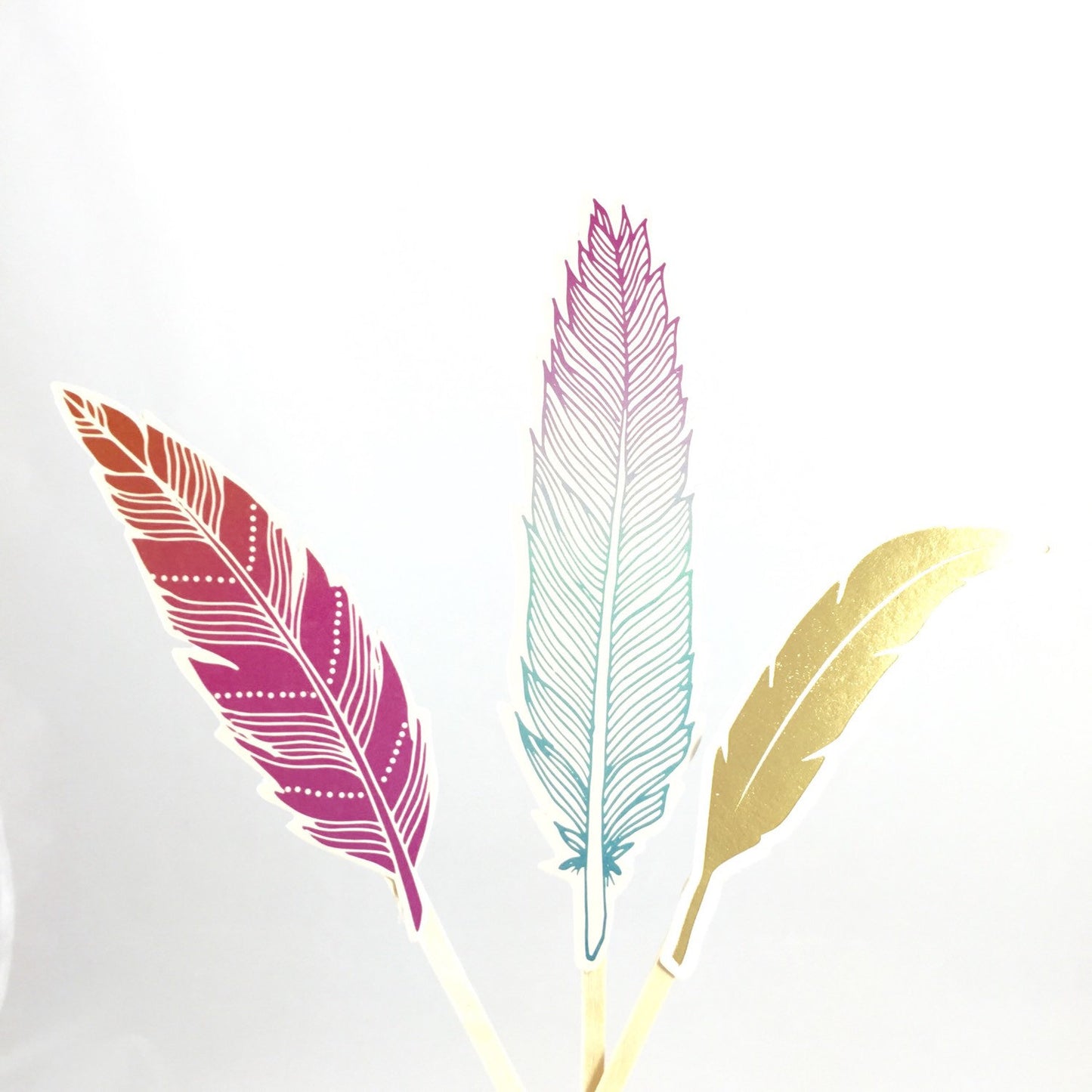 Feather Cupcake Toppers. Bright Feathers. Boho Bridal Shower. Boho Birthday Party. Boho Baby Shower. Boho Wedding Decor.