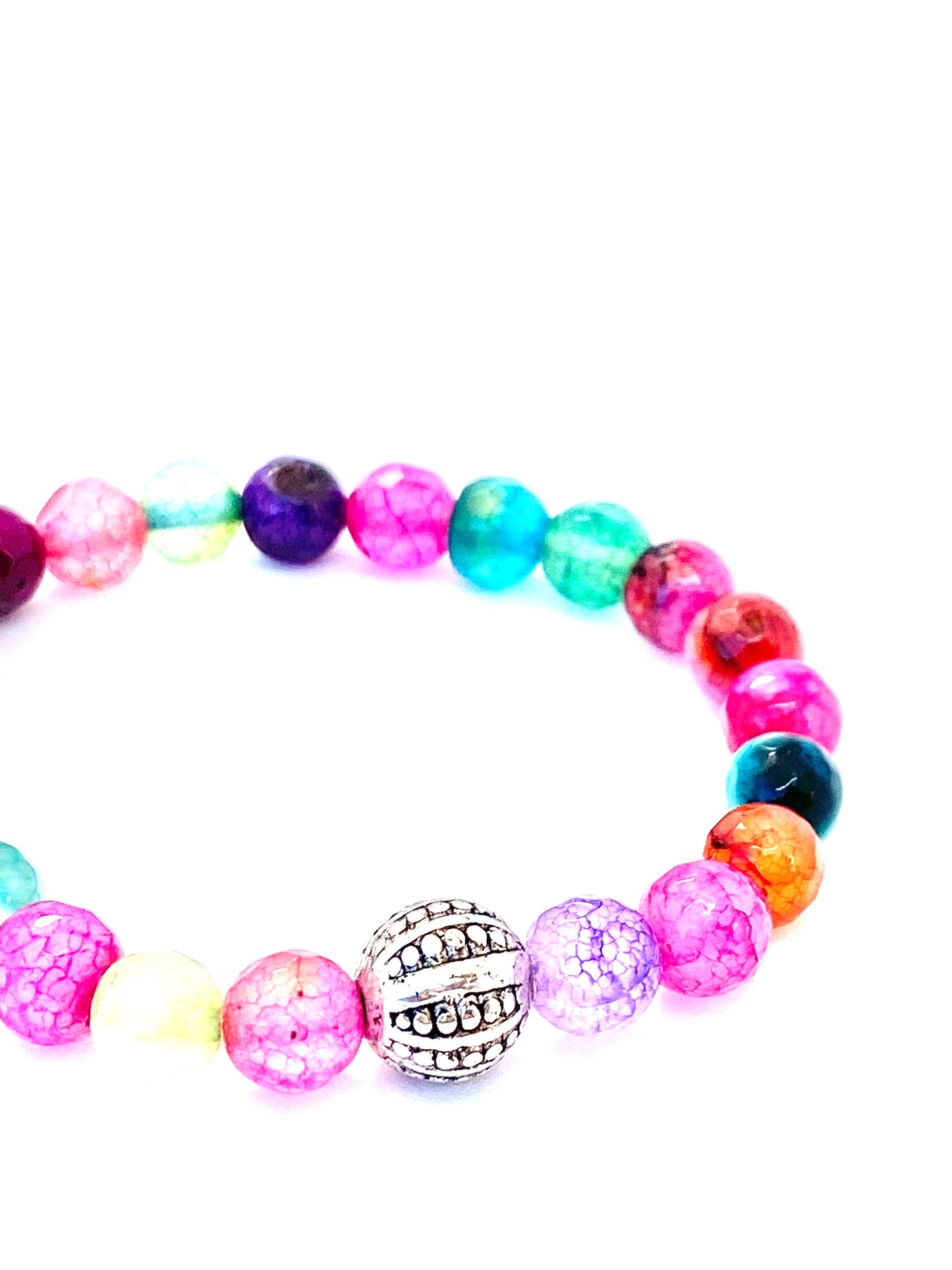 Agate Rainbow Mala Bracelet - Faceted Gemstones