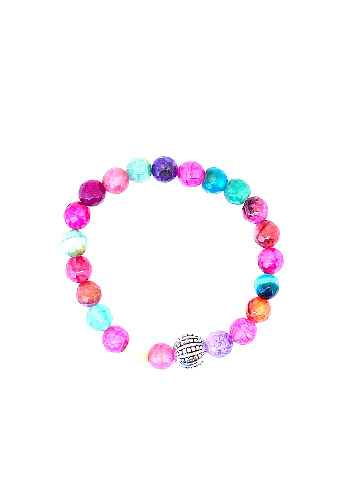 Agate Rainbow Mala Bracelet - Faceted Gemstones