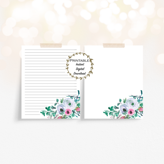 Floral Watercolor Wedding Stationery Set Printable - Digital Download