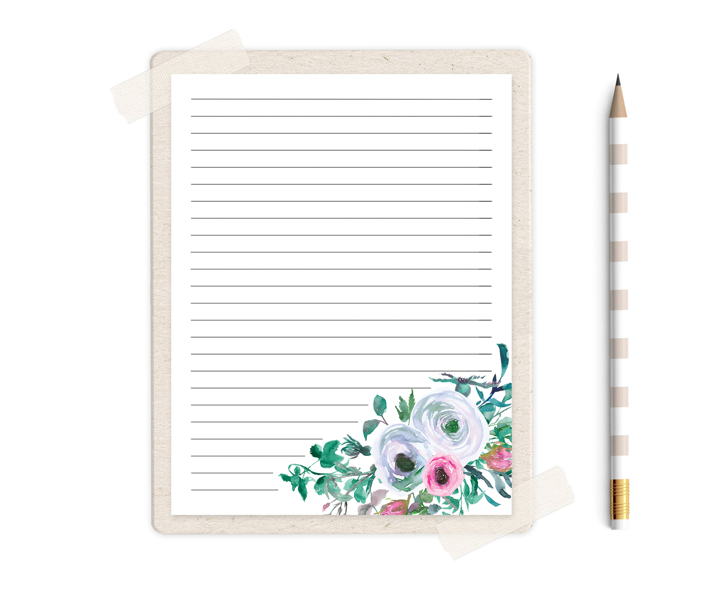 Floral Watercolor Wedding Stationery Set Printable - Digital Download