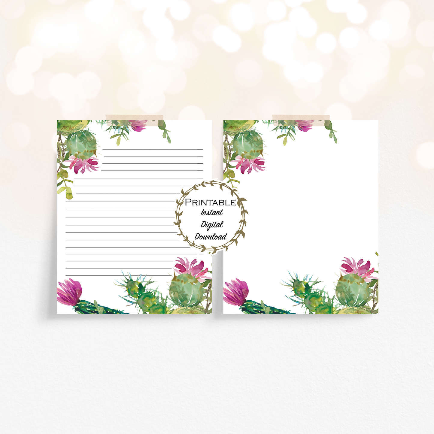 Cactus Succulents Cute Stationery Set Printable - Digital Download