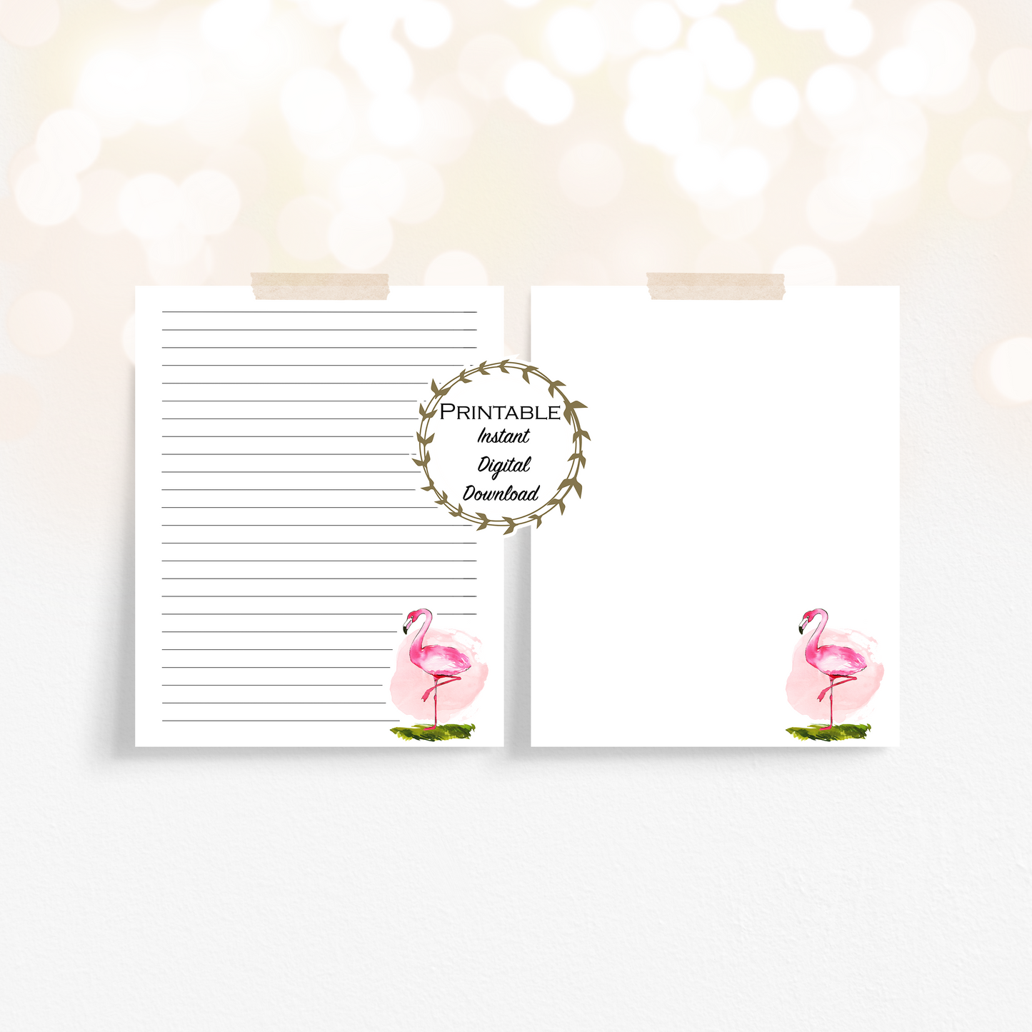 Tropical Birds Printable Lined + Unlined Stationery - Set of 8 Printable - Digital Download