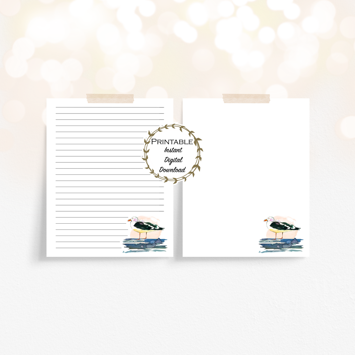 Tropical Birds Printable Lined + Unlined Stationery - Set of 8 Printable - Digital Download