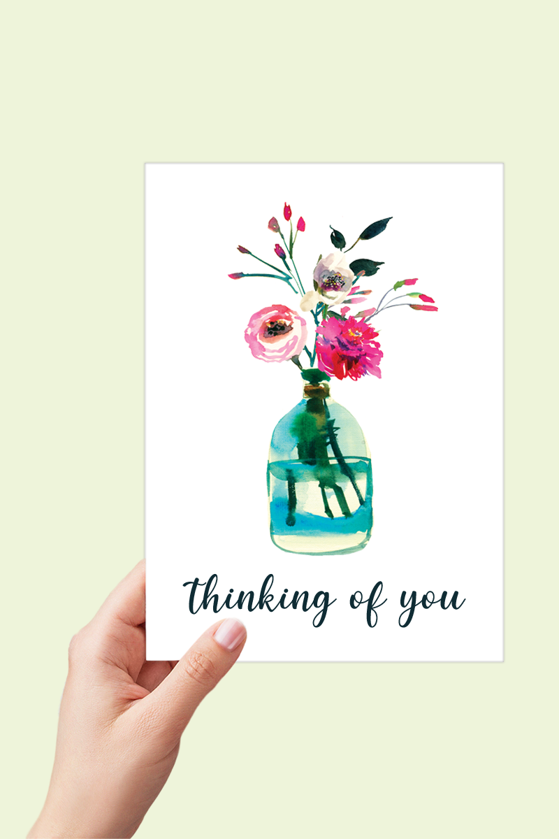 Peony Thinking of you Card Printable - Digital Download