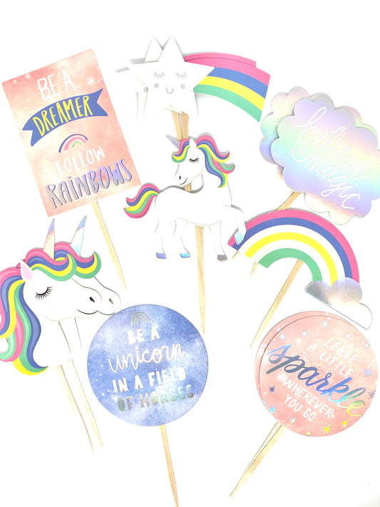 Rainbows + Unicorns Cupcake Toppers