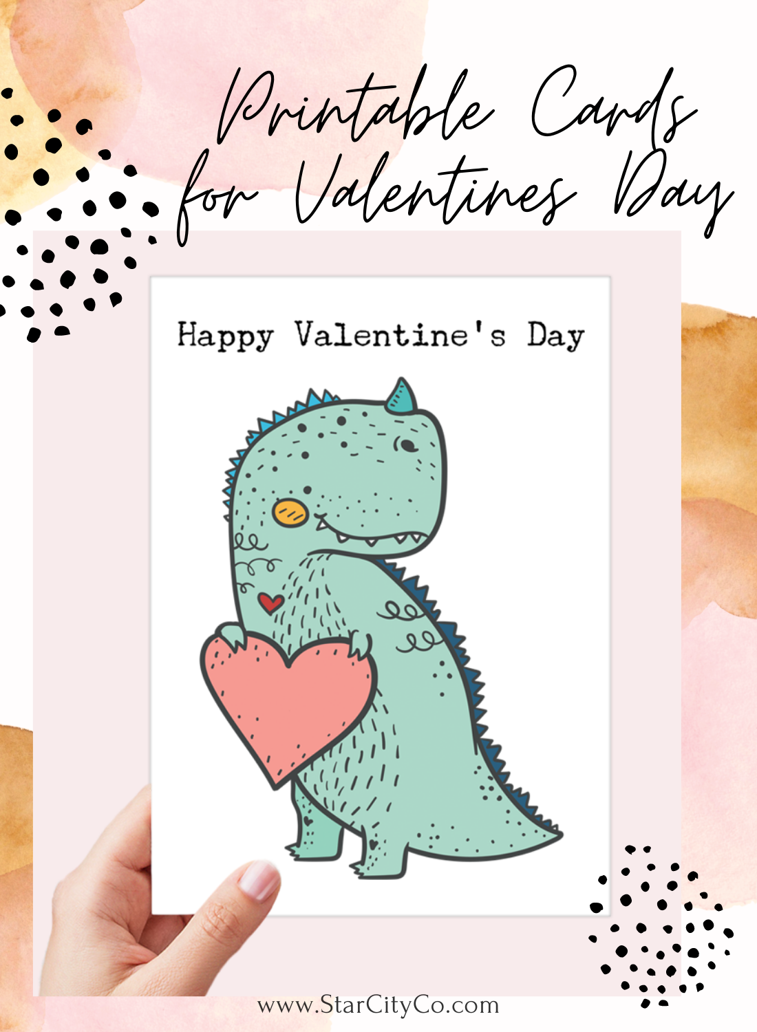 T Rex Dinosaur Valentine Card Printable - Digital Download